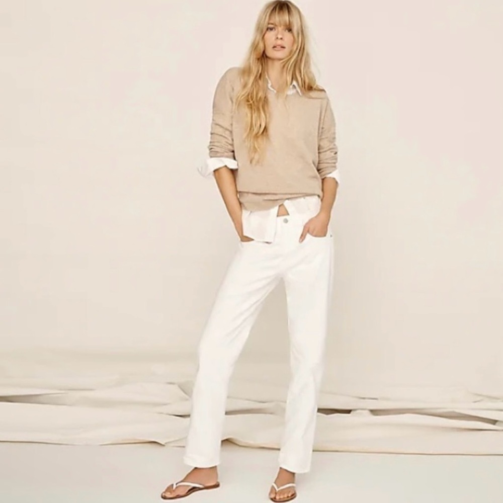 NWT J. Crew Slouchy Boyfriend Jean White 26 Petite